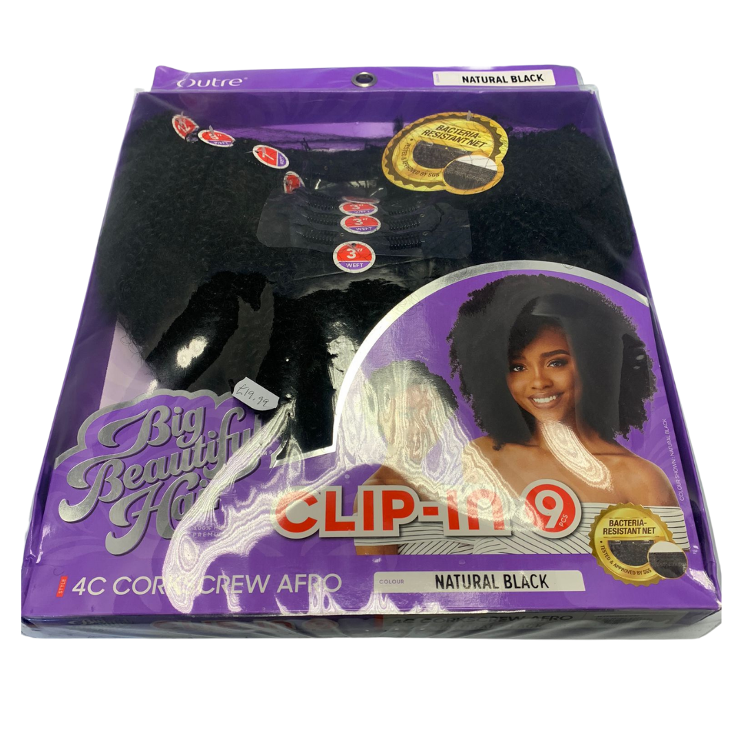 Big Beautiful Hair 4C Cork Screw Afro Clip-In